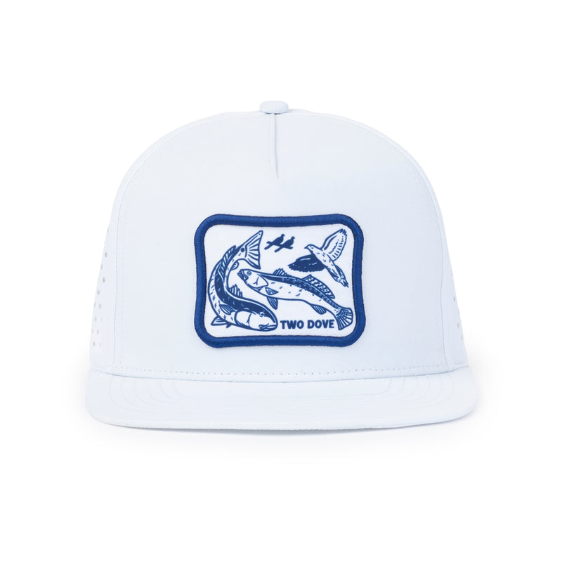 TWO DOVE OUTDOORS TRIPLE SLAM PATCH PERFORATED NYLON TRUCKER HAT - WHITE